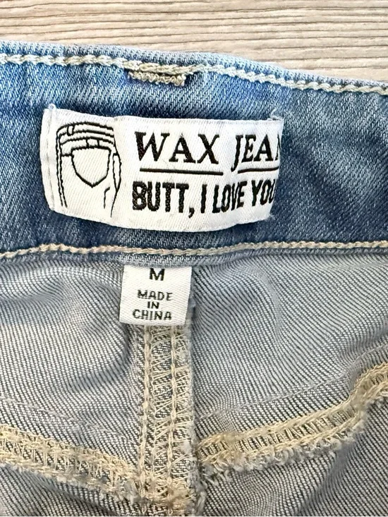 Wax Jean Light Wash Blue Denim Rolled Hem Shorts - Picture 6 of 9